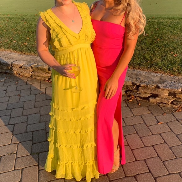 Badgley Mischka Ruffled Tiered Georgette Gown - Picture 10 of 16